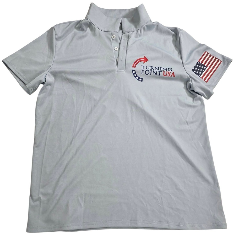 EUC TPUSA Turning Point USA Polo Shirt Patriotic American Flag Conservative Mens - Picture 4 of 10